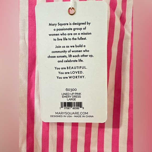 NWT SZ L Mary Square Emery Dress Lined up pink tie waist maxi - Picture 2 of 12